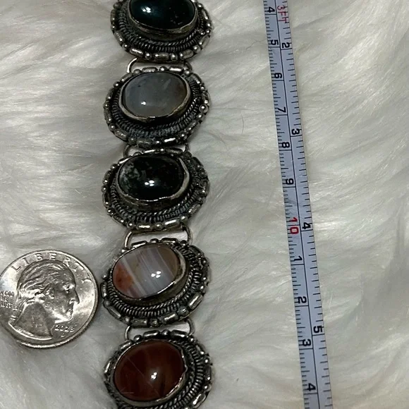 Elegant Silver and Multicolor Gemstone Bracelet - Picture 8 of 8